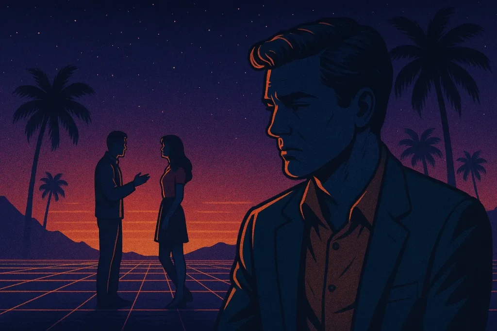 Why women don’t respect nice guys – retro-futuristic illustration of rejection